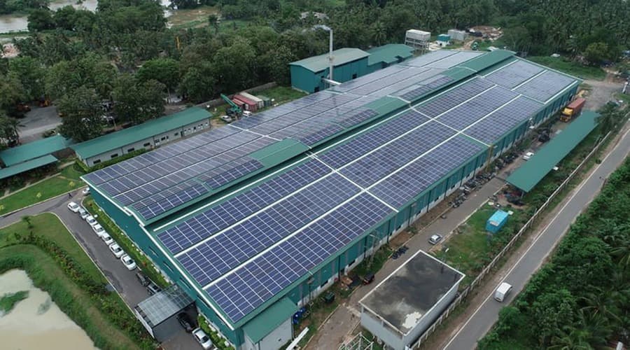 Hệ thống pin mặt trời phủ trên mái nhà xưởng